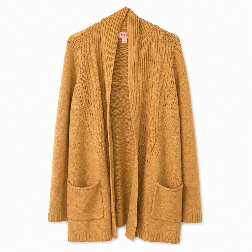 EVRI Women's 1X Long Cozy Cardigan Pockets Super Soft Cozy Cabincore